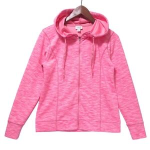 J. Crew Factory Space Dye Full Zip Hoodie Hot Pink Women XS Barbiecore Gym BE289